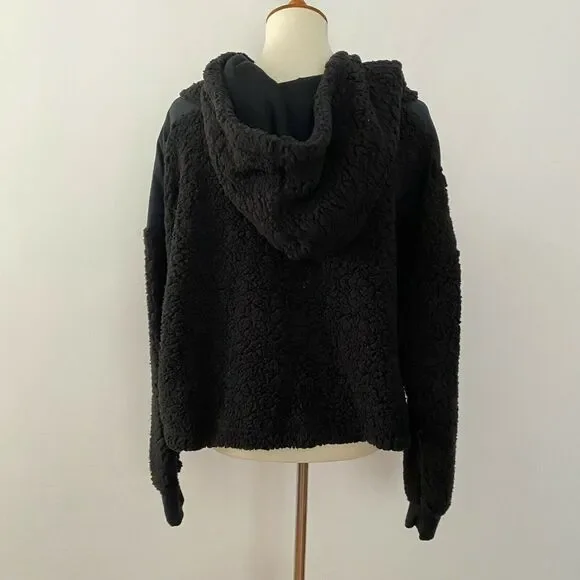 NEW Z By Zella Sheila Fleece Hooded Pullover Sweater Long Sleeve Black XL - Picture 4 of 9